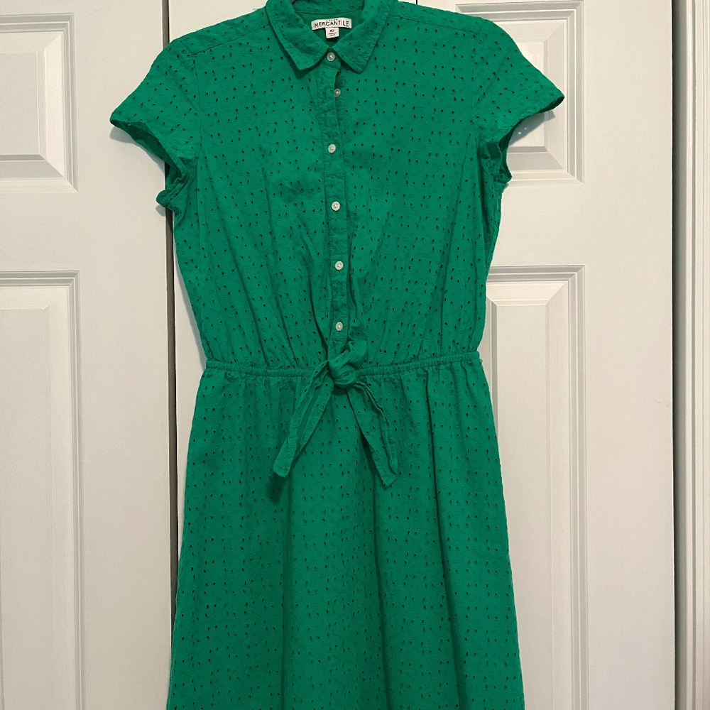J CREW Mercantile Green Eyelet Dress